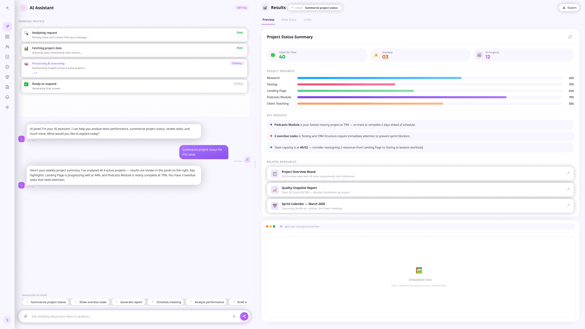 Claude's generated AI Assistant screen